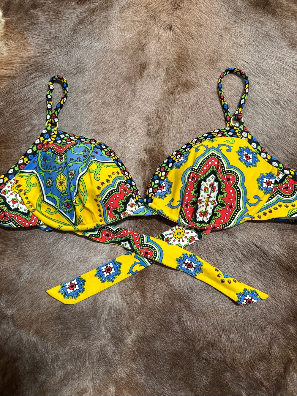 Swim Systems Multi-Color Paisley Bikini Top. 36 D
